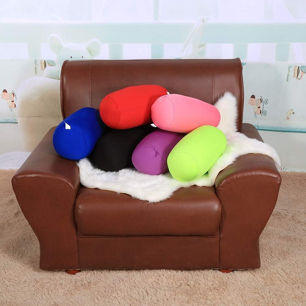 Keenso Rollo de soporte cervical,Mini rollo de cuello redondo,Almohada suave de microperlas para soporte de columna vertebral y cuello,Relleno