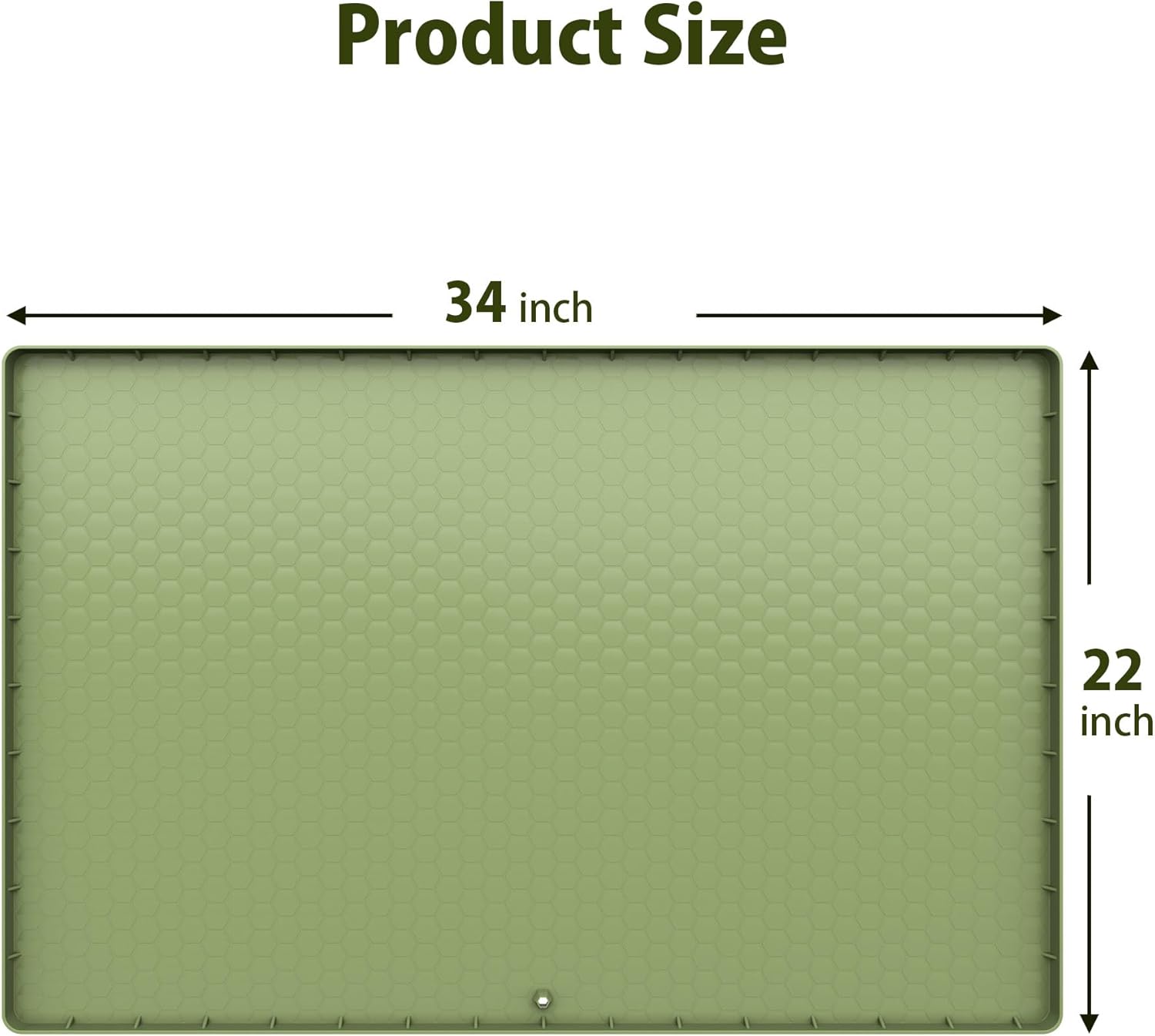 Ryhpez Tapete para debajo del fregadero para cocina, impermeable, de 34 x 22 pulgadas, de silicona, con orificio de drenaje, bandeja de goteo de