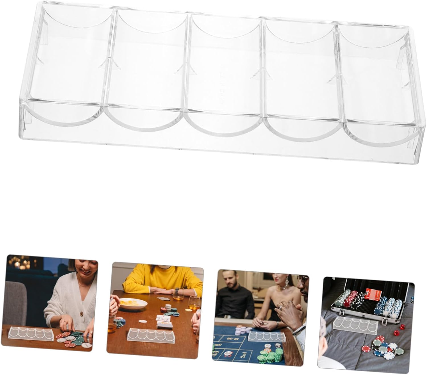 SAFIGLE Chips Portátiles Poker Chip Holder Hogar Poker Chip Bandeja Poker Caja de chip Transparente Caja de chip Diario Chip Caja de chip Rack Caja