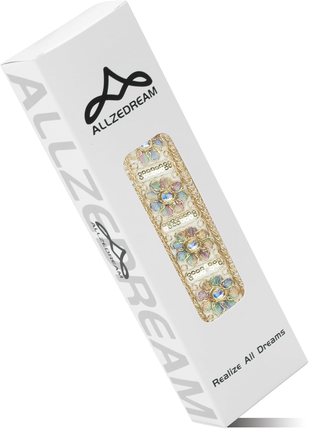 ALLZEDREAM Correa de guitarra, extremos de cuero genuino, diseño original de lentejuelas de encaje, Flor de lentejuelas, Classic