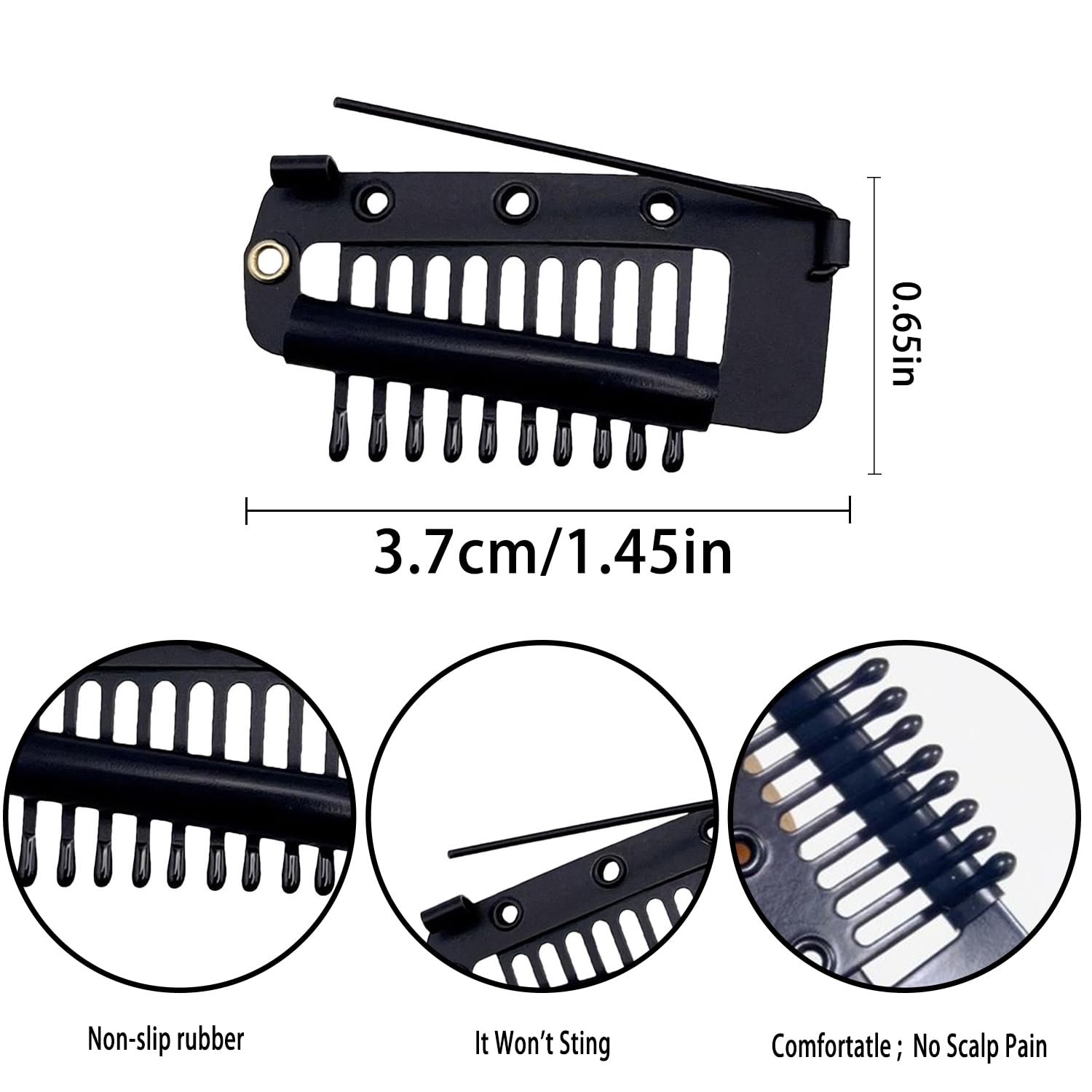 Qearl 12 clips negros Chunni con pasadores de seguridad, fuerte agarre Chunni Dupatta clips de ajuste indios para mujer