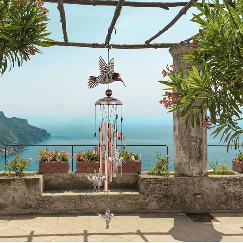 WUSFAR Campanillas de viento de colibrí de aleación de cobre para decoraciones al aire libre, jardín, patio, árboles o como un buen regalo para