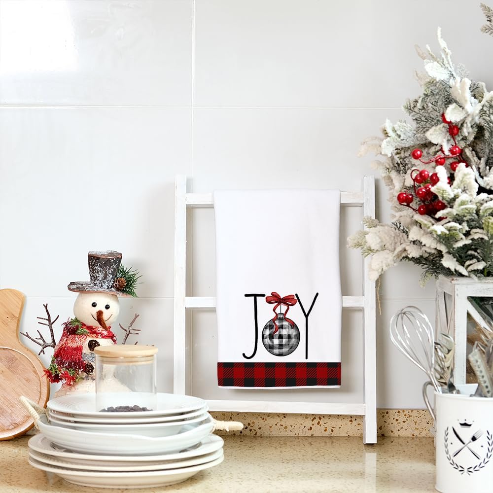 ARKENY AD134 – Juego de 2 paños de cocina de Navidad, diseño de búfalo rojo, árbol de Navidad, 18 x 26 pulgadas, decoración del hogar de granja