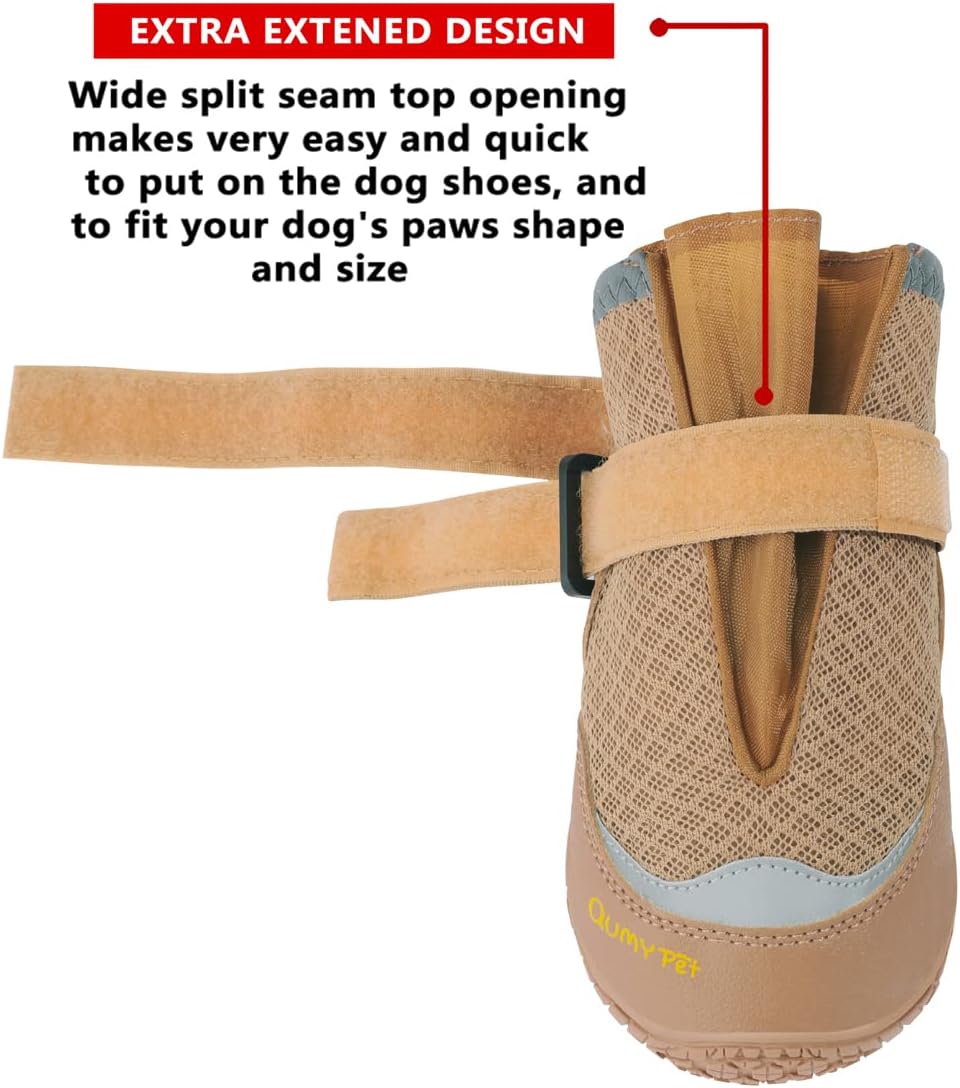 QUMY 4 zapatos de perro para pavimento caliente, botas de perro medianas y grandes y protectores de patas para protección contra el calor del