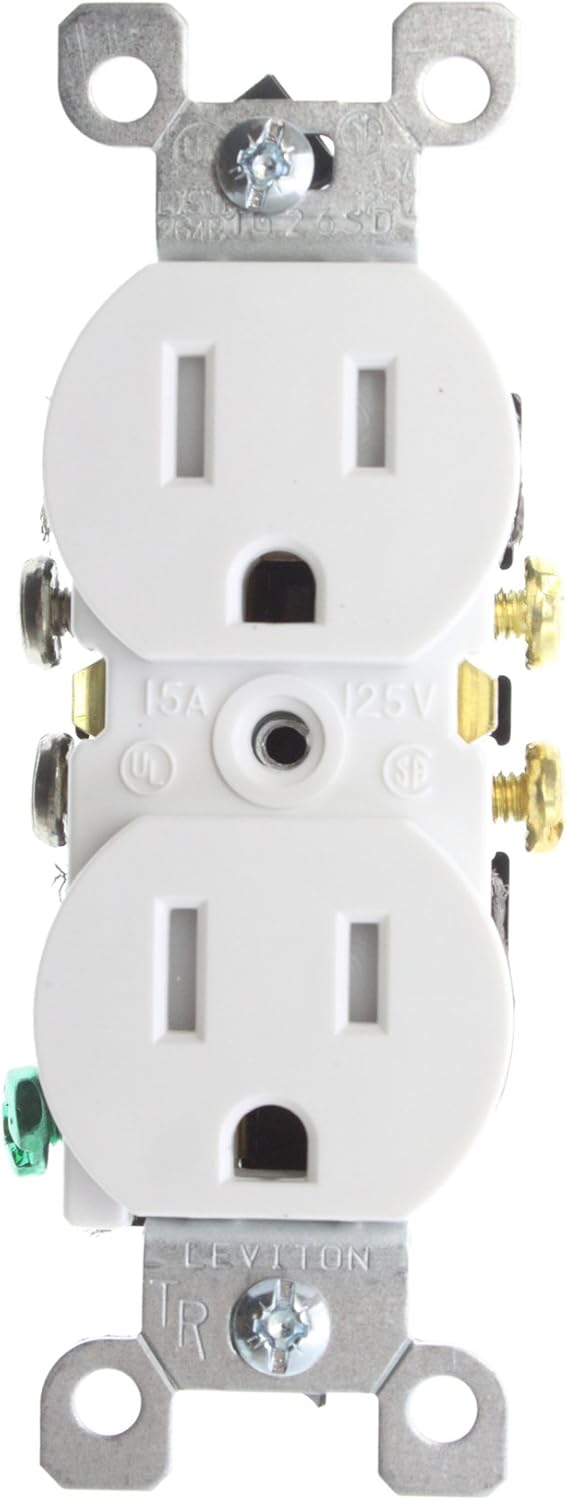 Leviton t5320-w receptáculo de 15Amp, 125V, Tamper Resistentes, Duplex, Residencial Grado, toma de tierra, color blanco (10unidades)