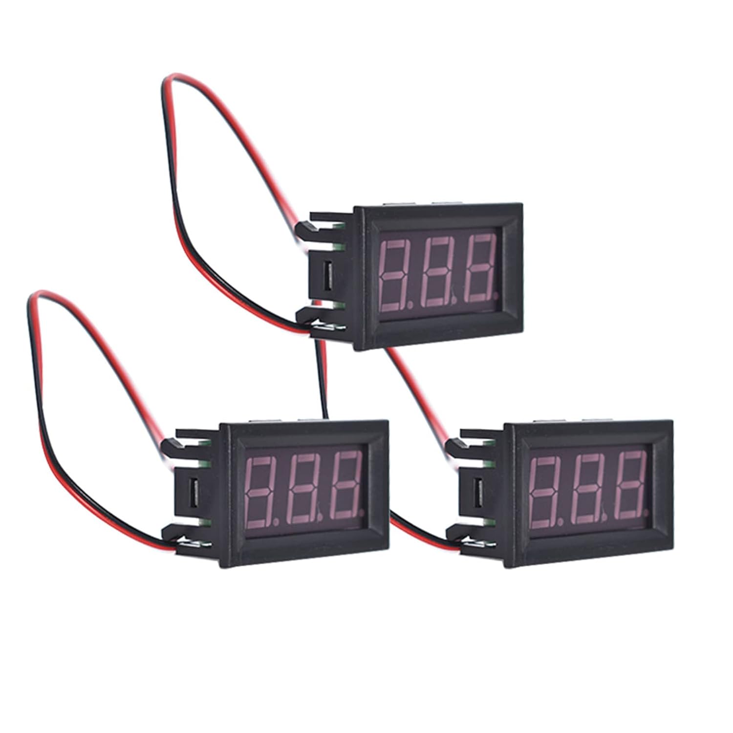 DC 0-30V 3-Digital Display Medidor de Voltaje 3pcs Voltímetro Panel Motocicleta