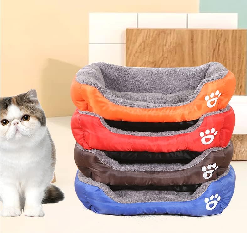 Cama para perro para mascotas, forro polar suave, camas cálidas para perros y gatos pequeños (pequeña, naranja)