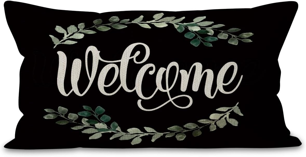 Mancheng-zi Funda de almohada de bienvenida de 12 x 20 pulgadas, decoración de porche, almohadas al aire libre, fundas de almohada para exteriores,
