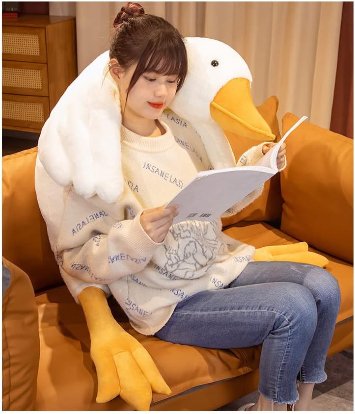 Peluche de ganso de 35.4 pulgadas, suave pato de peluche, cisne gigante blanco, almohada para dormir para niñas y niños (blanco, 35.4 pulgadas)