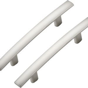 Paquete de 30 manijas de gabinete de 3 pulgadas entre agujeros – Tiradores curvos de gabinete de níquel cepillado para gabinetes de cocina, Paquete de 30 manijas de gabinete de 3 pulgadas entre agujeros – Tiradores curvos de gabinete de níquel cepillado para gabinetes de cocina,