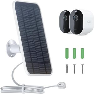 Cargador de panel solar para cámara Arlo, compatible con Pro4, Pro3, Floodlight, Pro 5S, Ultra 2, Ultra Cameras, cable de carga de 13 pies, cable de Cargador de panel solar para cámara Arlo, compatible con Pro4, Pro3, Floodlight, Pro 5S, Ultra 2, Ultra Cameras, cable de carga de 13 pies, cable de