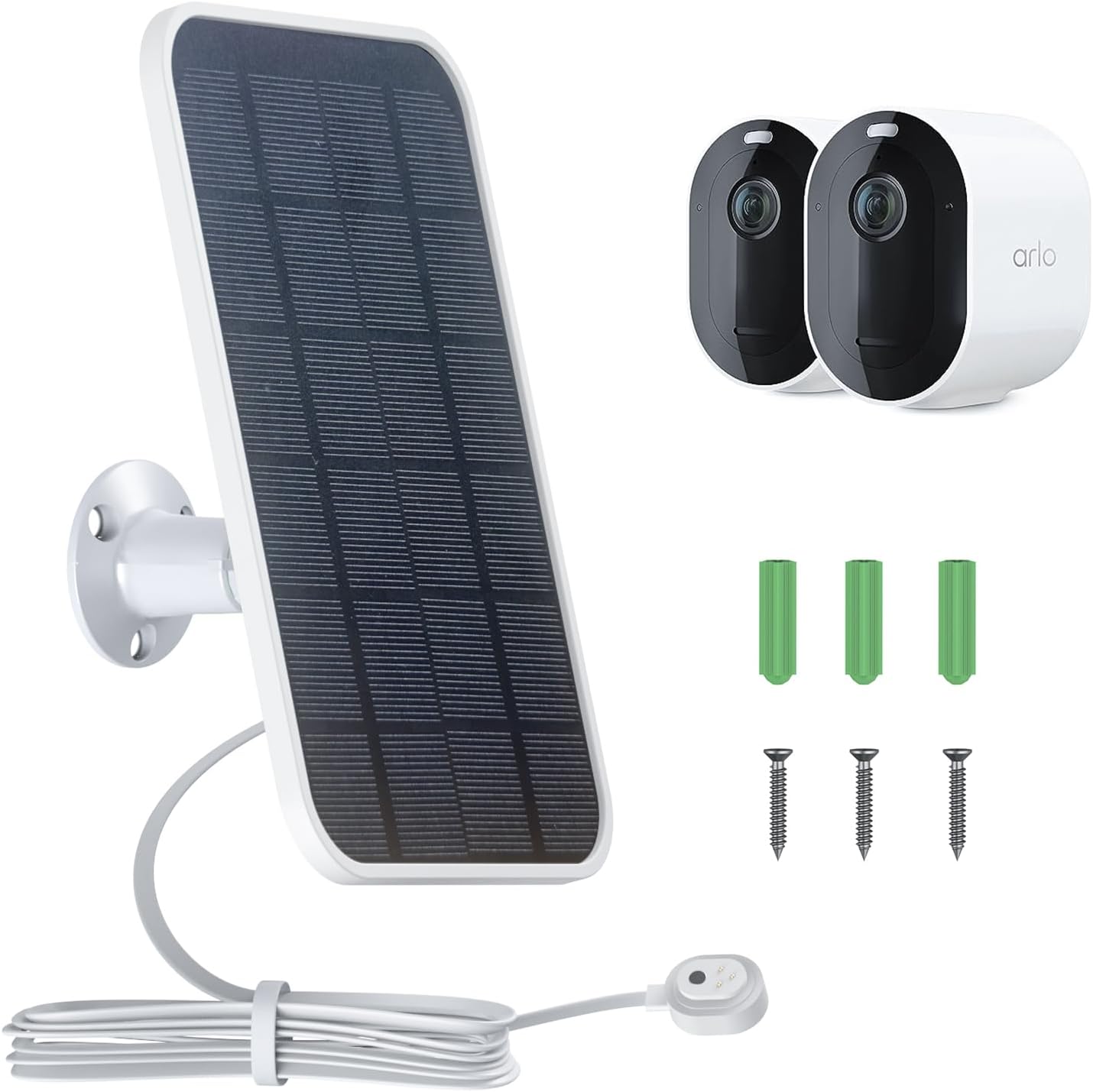 Cargador de panel solar para cámara Arlo, compatible con Pro4, Pro3, Floodlight, Pro 5S, Ultra 2, Ultra Cameras, cable de carga de 13 pies, cable de