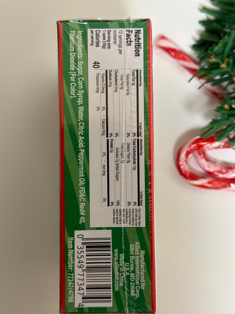 Sabor a menta de bastón de caramelo, rayas rojas y blancas envueltas individualmente, folleto de ideas creativas y caja de golosinas Muchai incluida