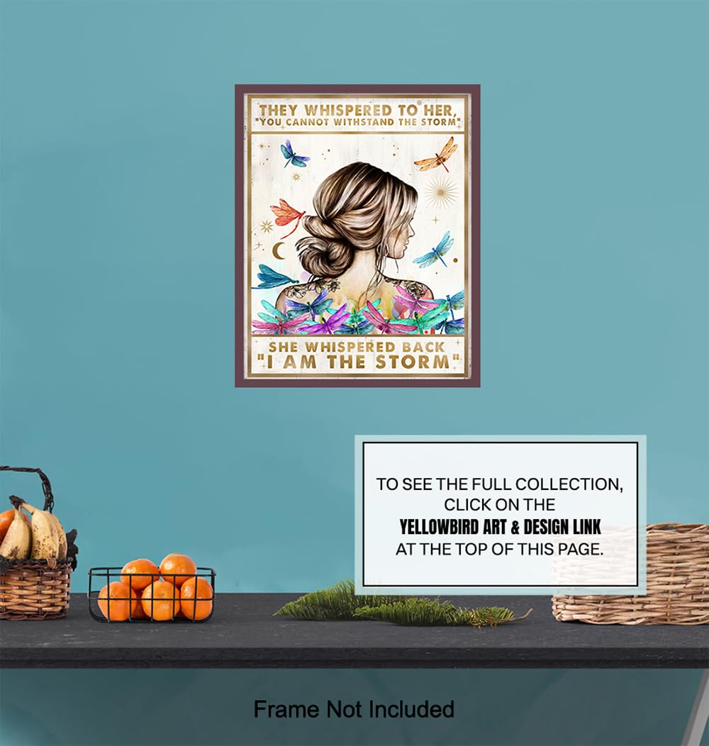 Motivational Boho Wall Art LARGE 11×14 – She Whispered Back I Am The Storm – Positive Quotes Wall Decor – Inspirational Poster – Encouragement Gifts