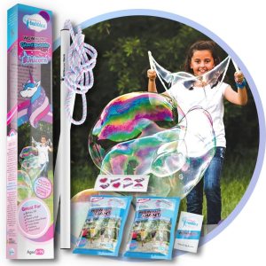 WOWMAZING – Kit de burbujas gigantes Unicornio, incluye varita, 2 bolsas de concentrado de burbujas grandes y 8 calcomanías mágicas activadas por WOWMAZING – Kit de burbujas gigantes Unicornio, incluye varita, 2 bolsas de concentrado de burbujas grandes y 8 calcomanías mágicas activadas por