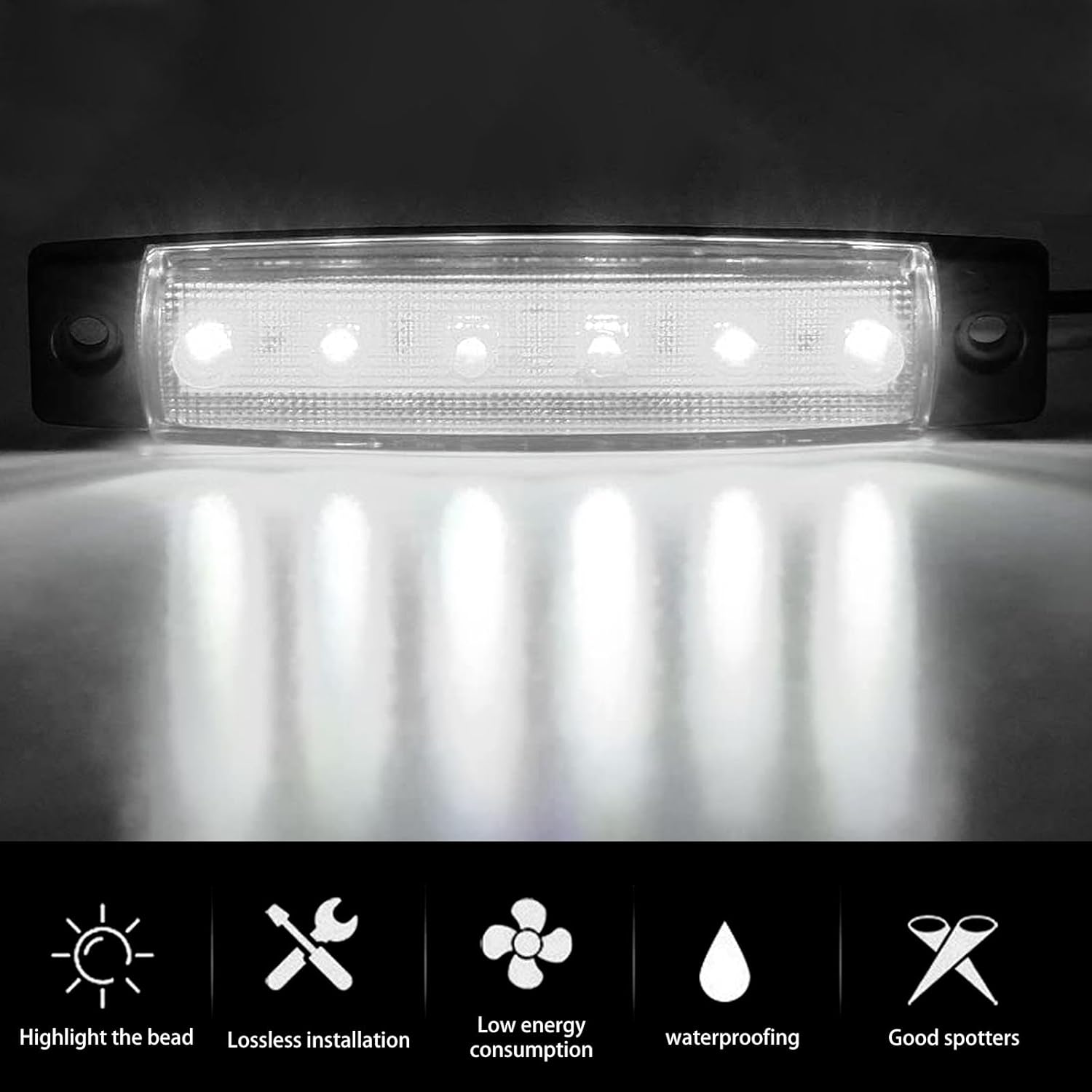 Pack-10 – Luz indicadora LED para automóvil, 6 luces LED de 3.9 pulgadas, luz indicadora de señal delantera y trasera, para remolque, camión,