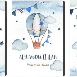 3 piezas de arte islámico de pared de vivero pintura de lienzo de dibujos animados avión pequeño mural musulmán impresión de póster niño bebé para 3 piezas de arte islámico de pared de vivero pintura de lienzo de dibujos animados avión pequeño mural musulmán impresión de póster niño bebé para
