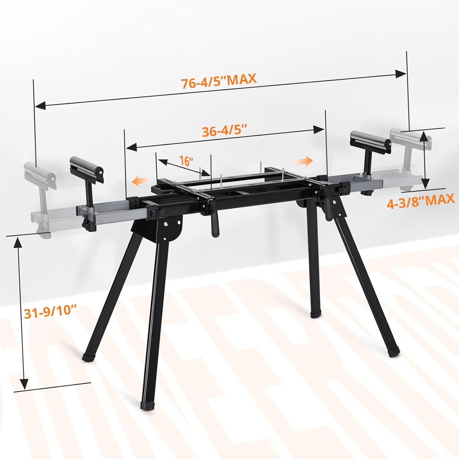 Towallmark Soporte universal para sierra ingletadora, capacidad de carga de 440 libras, soporte de sierra ligero de 27 libras, riel deslizante