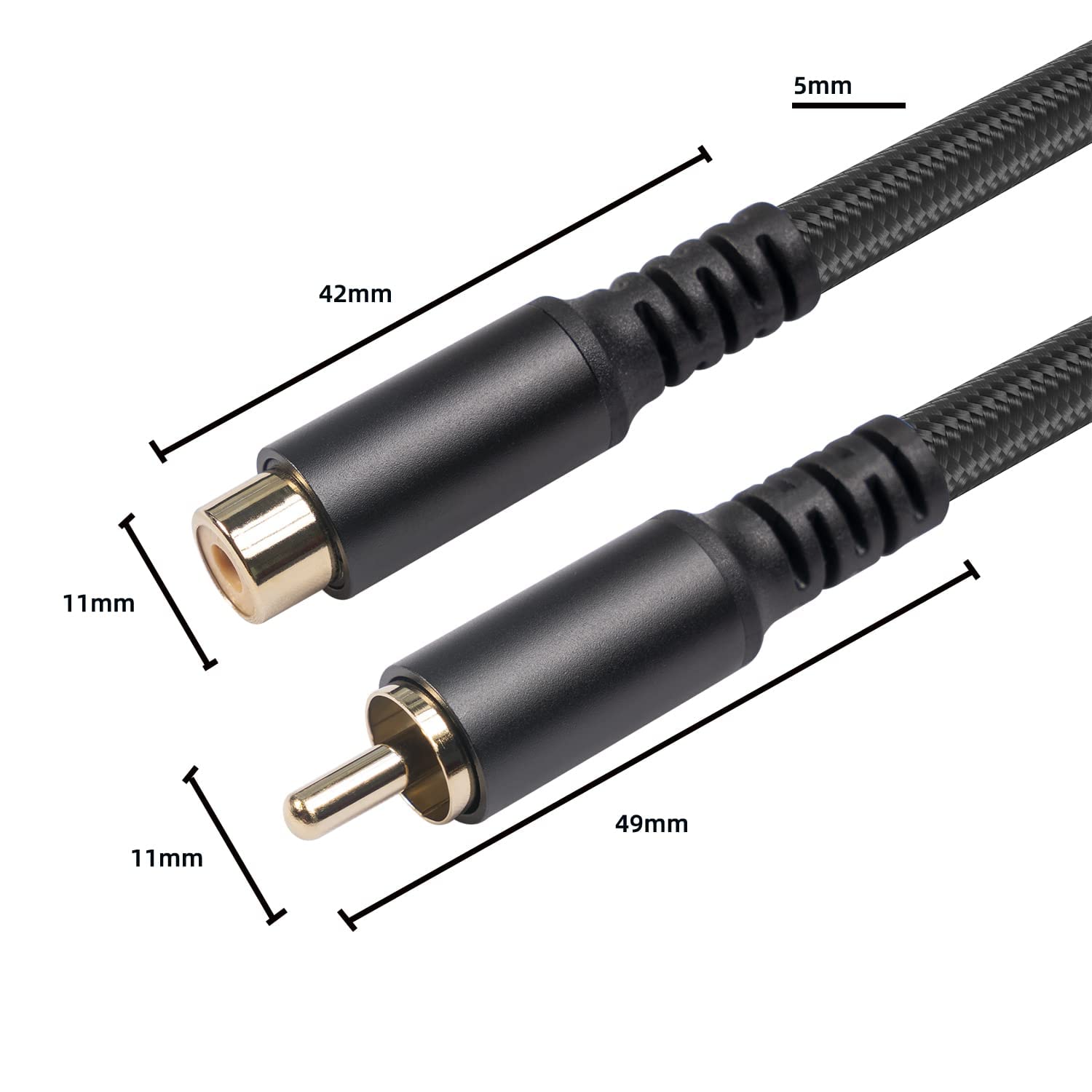 REXUS Cable de extensión RCA macho a famale de 20 pies (19.7 ft), cable de audio estéreo RCA de alta fidelidad, chapado en oro, carcasa de cobre