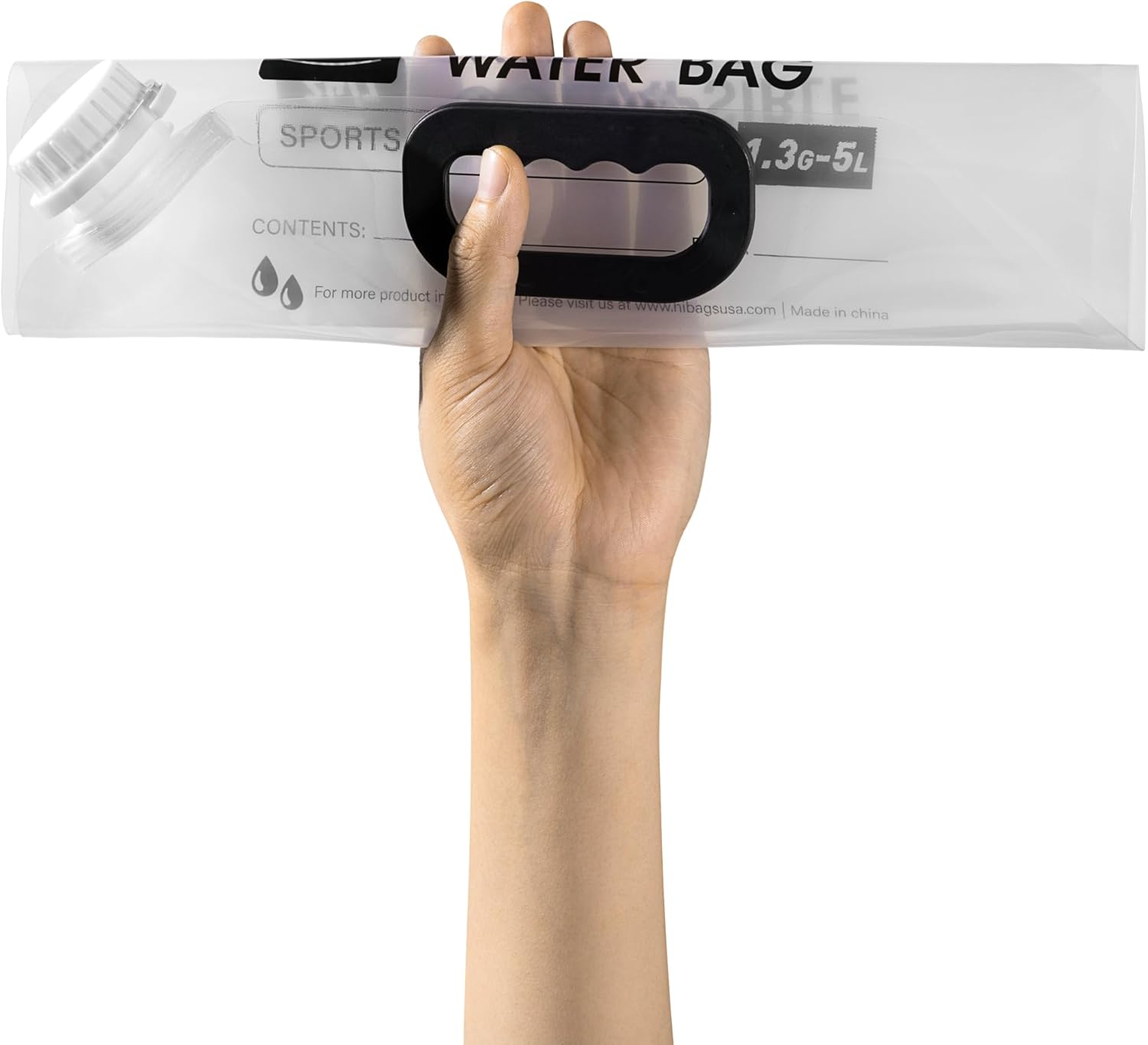 Paquete de 4 bolsas plegables para contenedores de agua de 1.3 galones5 litros, resistente con asas de transporte, caminatas, viajes, emergencias
