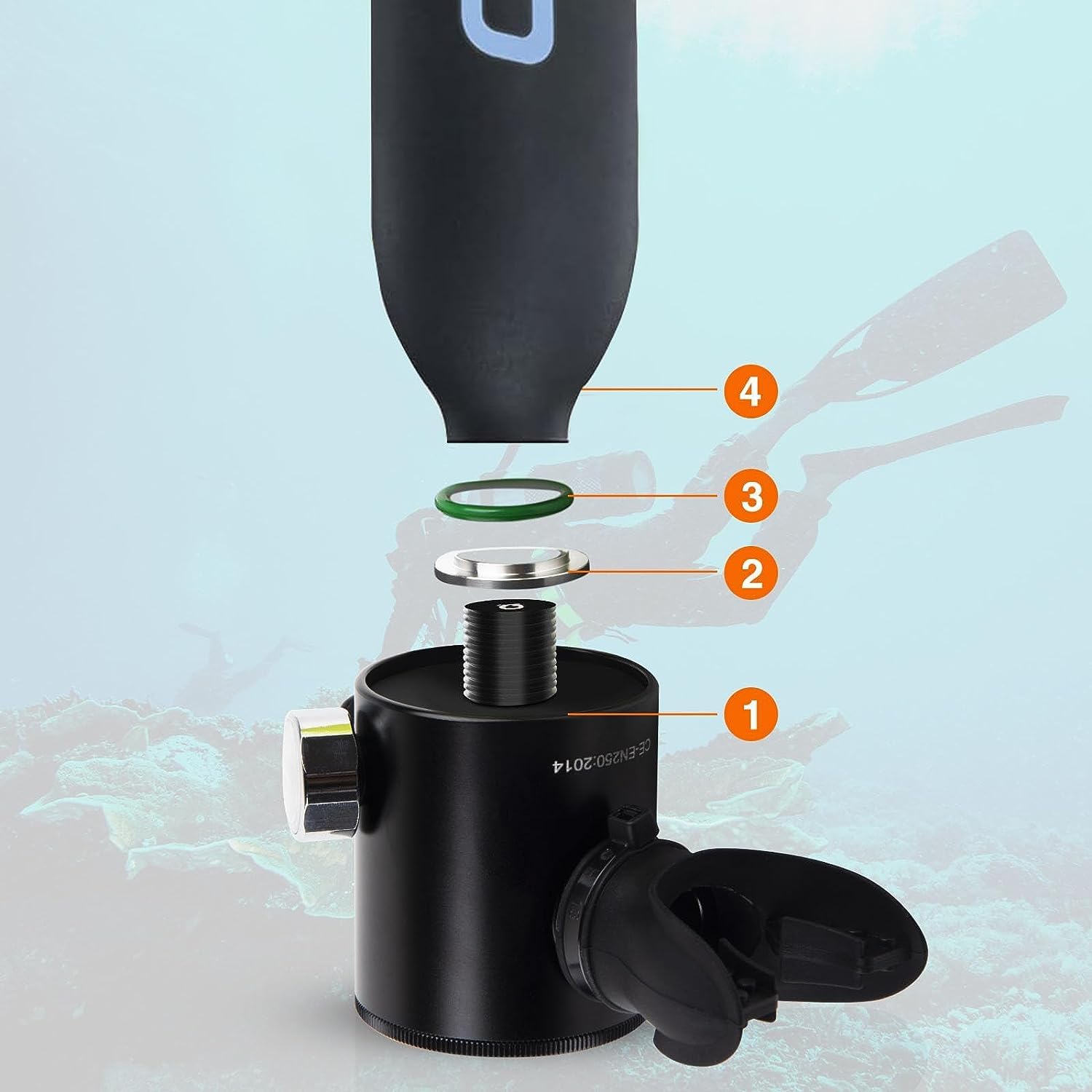 GOYOJO Tanque de buceo 0.5L Aire de repuesto 5-10 minutos Mini equipo de buceo Equipo de pulmón portátil Air Buddy Sistemas de buceo Dispositivo de