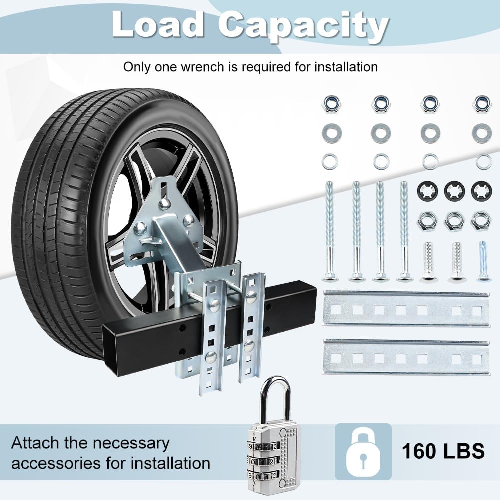 Soporte universal de montaje de neumático de repuesto para remolque con cerradura, se adapta a ruedas de 456 en ruedas de 4, 4.25, 4.5, 4.75, 5, 5,