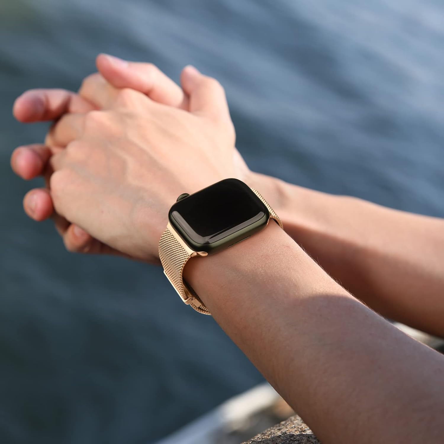 Vanjua Correa de metal compatible con correas de Apple Watch de 1.614 in 1.575 in 1.496 in 1.654 in 1.732 in 1.772 in 1.929 in, correa de repuesto