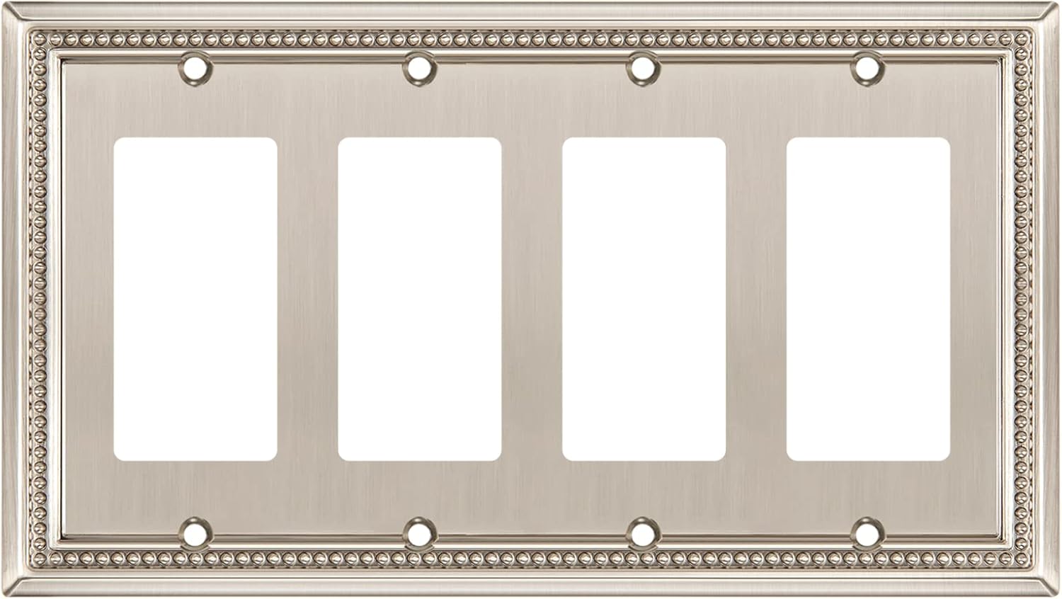 Henne Bery Sunken Pearls – placa decorativa de pared para interruptor (decorador cuádruple, níquel satinado)