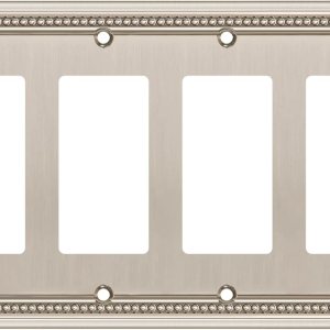 Henne Bery Sunken Pearls – placa decorativa de pared para interruptor (decorador cuádruple, níquel satinado) Henne Bery Sunken Pearls – placa decorativa de pared para interruptor (decorador cuádruple, níquel satinado)