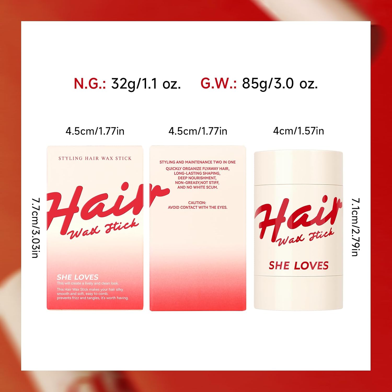 Palo de cera para el cabello para mujeres y hombres, no graso, de larga duración, cuidado rápido, Flyaways, gel de peinado para hacer el cabello,