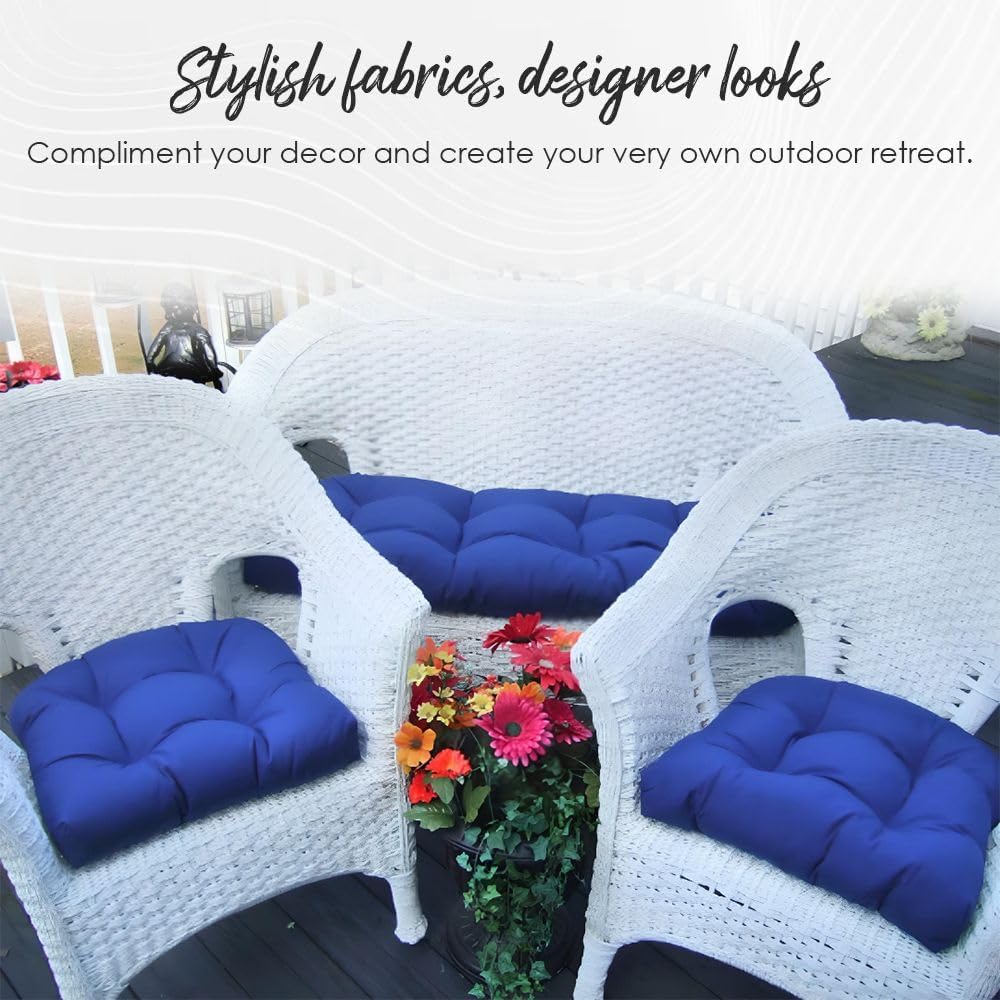 RSH Décor – Juego de 2 cojines de asiento de mimbre grandes (21 x 21 pulgadas)  Sun Dream Coastal Ocean Beach Tropical azul, melocotón, blanco,