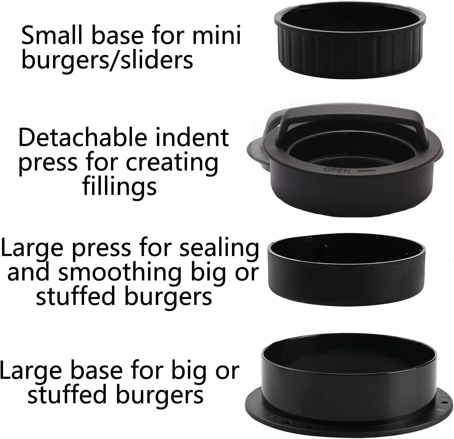 3-In-1 Stuffed Burger Press,Hamburger Press, Non-Stick Easy-to-Clean Kitchen Barbeque Accessory,Used for Stuffing Turkey Beef Vegetarian Patty