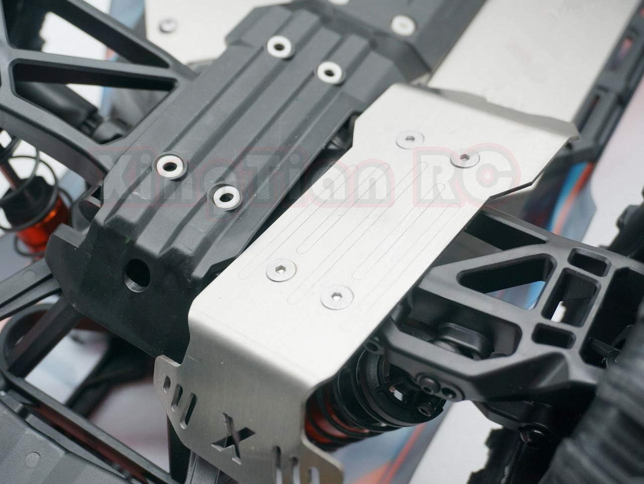 V2 Wide Maxx – Armadura de protección de chasis de acero inoxidable para Traxxas 110 V2 Maxx WIDEMAXX #89086-4, plata, (XingTianRC)