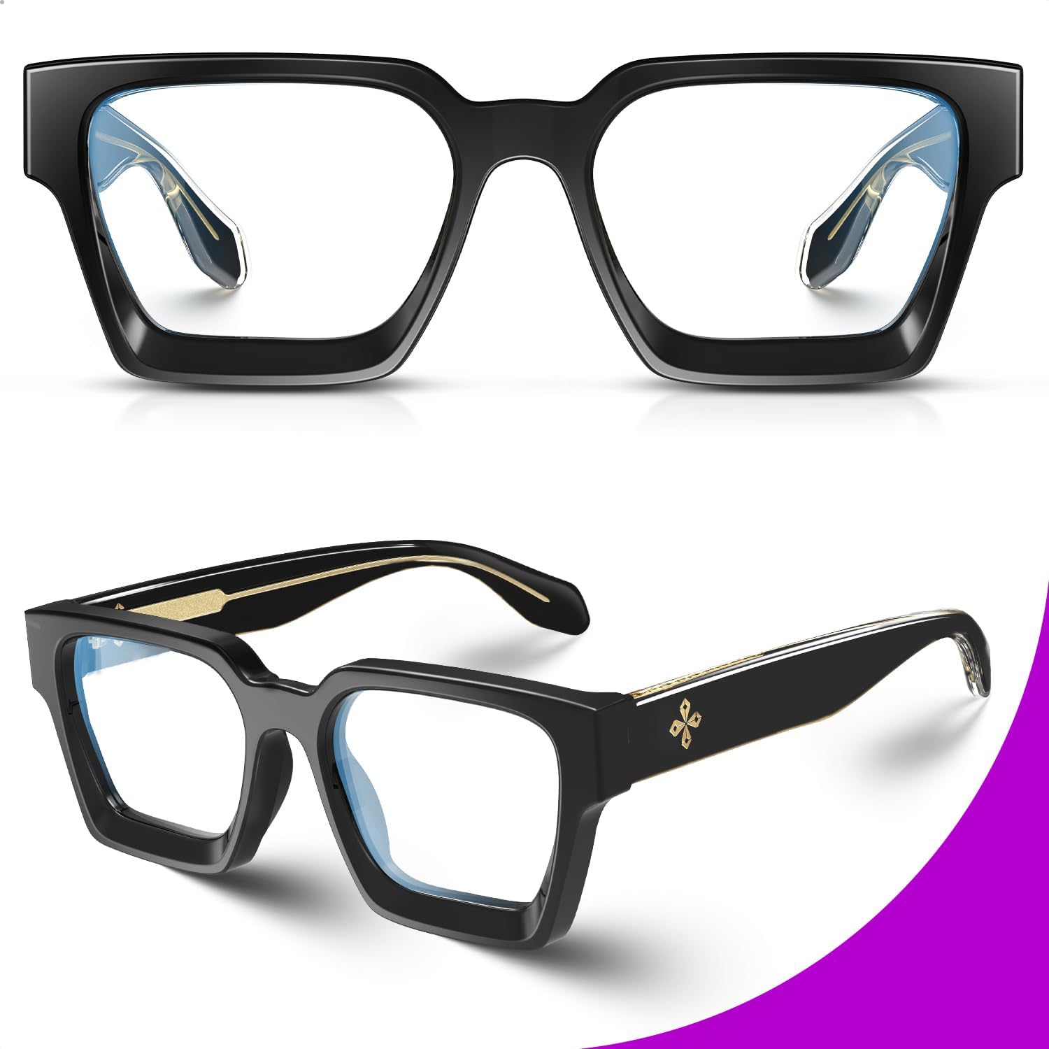 VISOONE – Lentes para bloqueo de luz azul, rectangulares, elegantes, estilo preparatoria, multicolor, marco para mujeres y hombres, diseño River