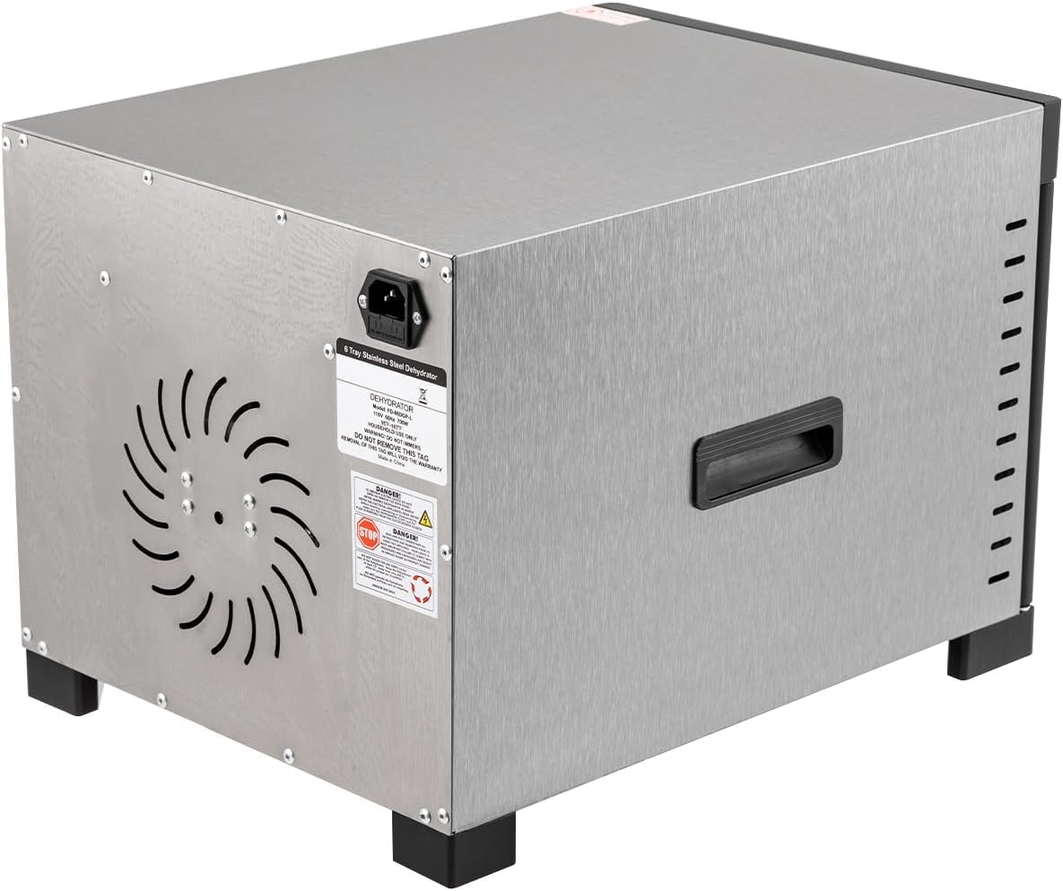 Máquina deshidratadora de alimentos para alimentos y cecina, temporizador digital ajustable de 24 horas, control de temperatura, capacidad de 6