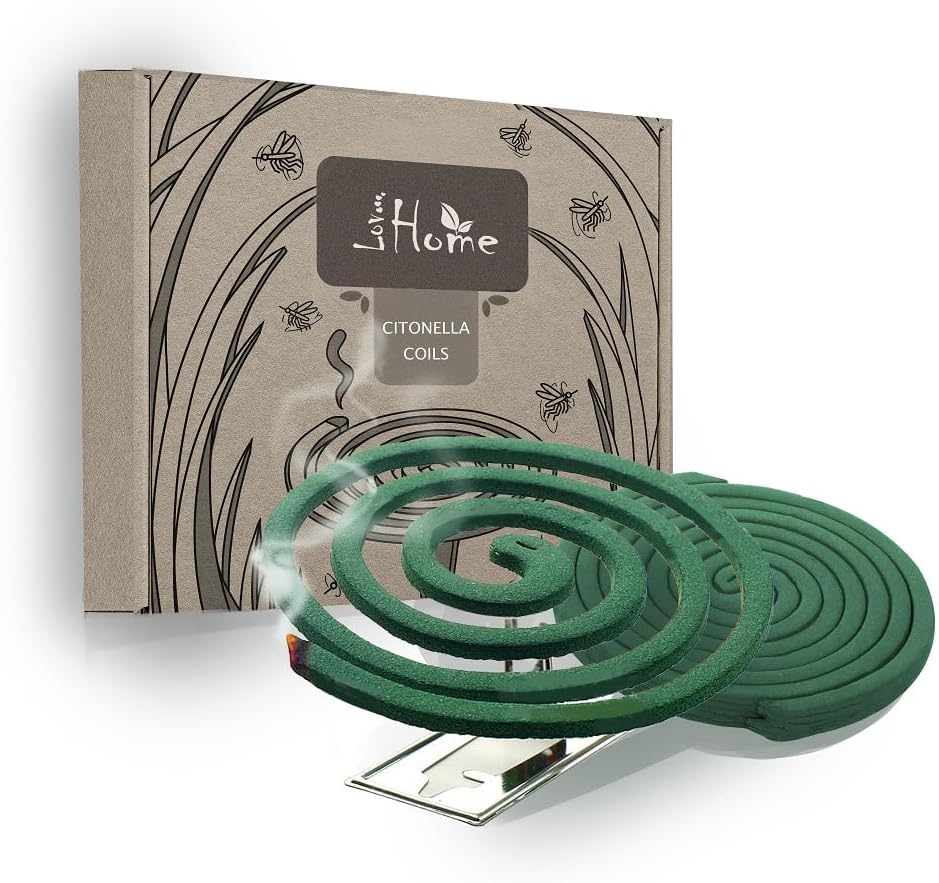 Bobinas repelentes de mosquitos, aroma a citronela a base de plantas, perfecto para patios al aire libre, cada quema durante 5-7 horas (16 bobinas y