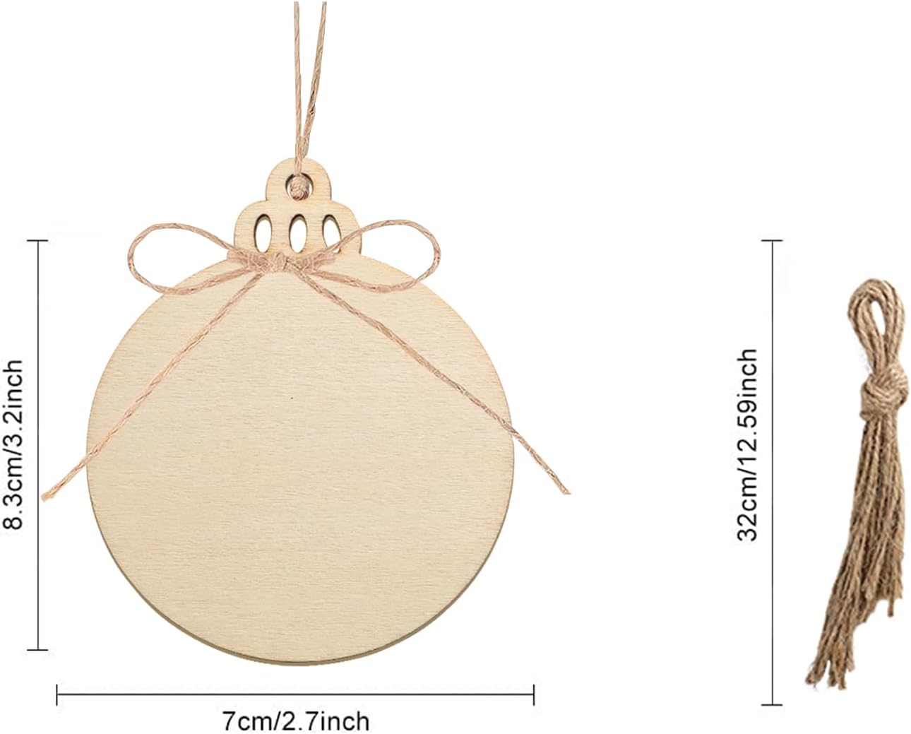 Artmag 100 piezas de adornos colgantes de madera sin terminar de Navidad, discos de madera redondos en blanco para niños, manualidades, centros de