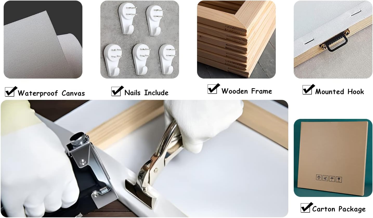 KLVOS Lienzo decorativo para pared, diseño de ramos de algodón blanco, moderno, enmarcado, decoración de pared para baño, cocina, hogar, decoración