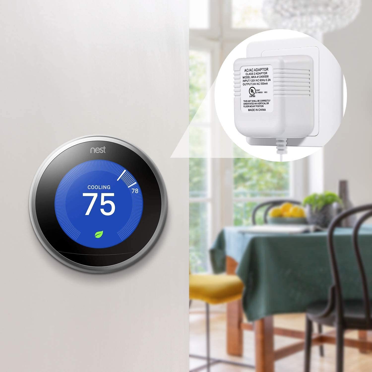 Paquete de 2 adaptadores de cable C transformador de 24 voltios compatible con Nest Honeywell Ecobee (blanco)