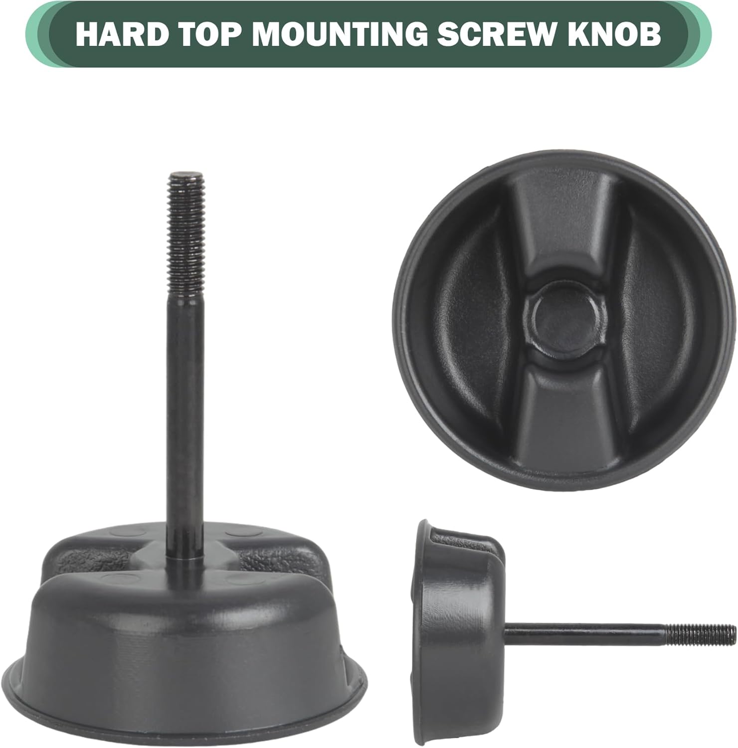 Mango de hardware, 2 piezas de perillas de tornillo de montaje negras para Jeep Wrangler JK JKU Hardtop 2007-2018 ABS y material de metal