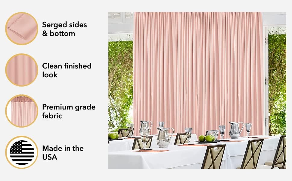 AK TRADING CO. Cortinas para fondo de poliéster negro, de 10 x 10 pies, paneles de cortina con bolsillos para la barra, decoración para ventana,