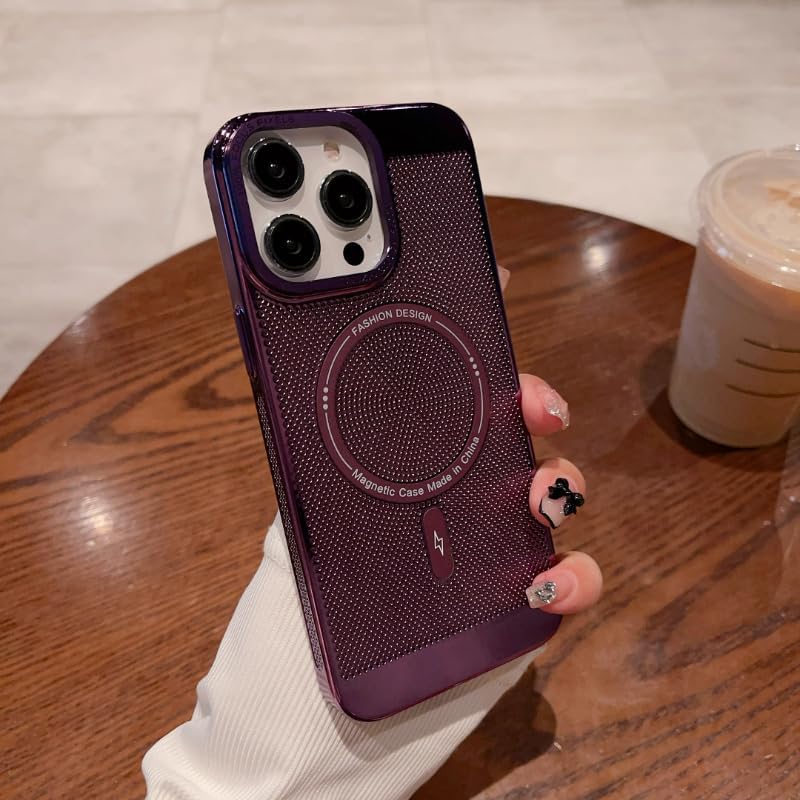 Funda magnética de disipación de calor para iPhone 14 Pro Max compatible con Magsafe delgada y dura carga inalámbrica galvanizada (para iPhone 14