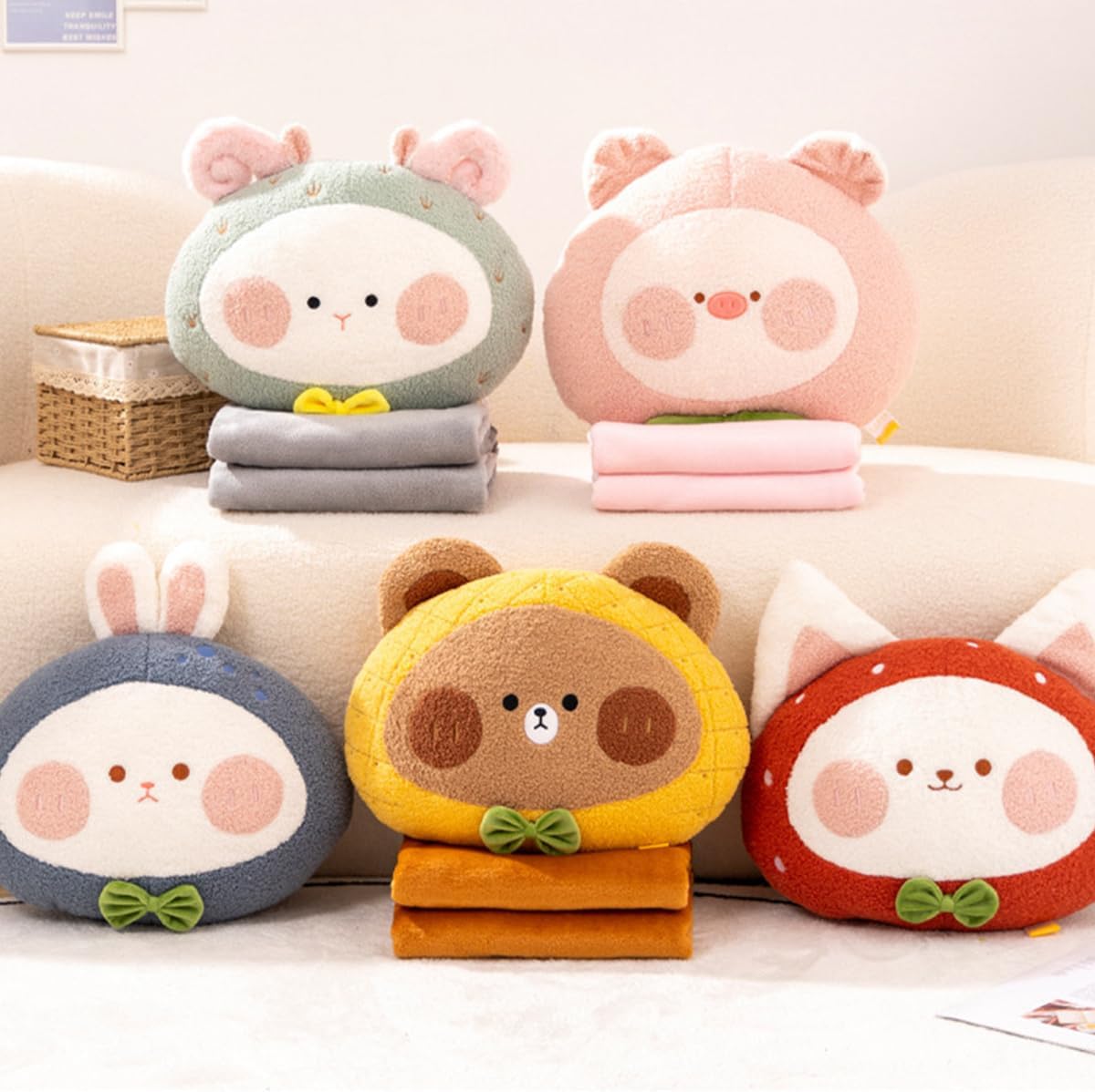 ARELUX Almohada de peluche de anime de cerdo suave de 16 pulgadas, lindo peluche de cerdito de durazno, peluche kawaii, decoración de habitación,