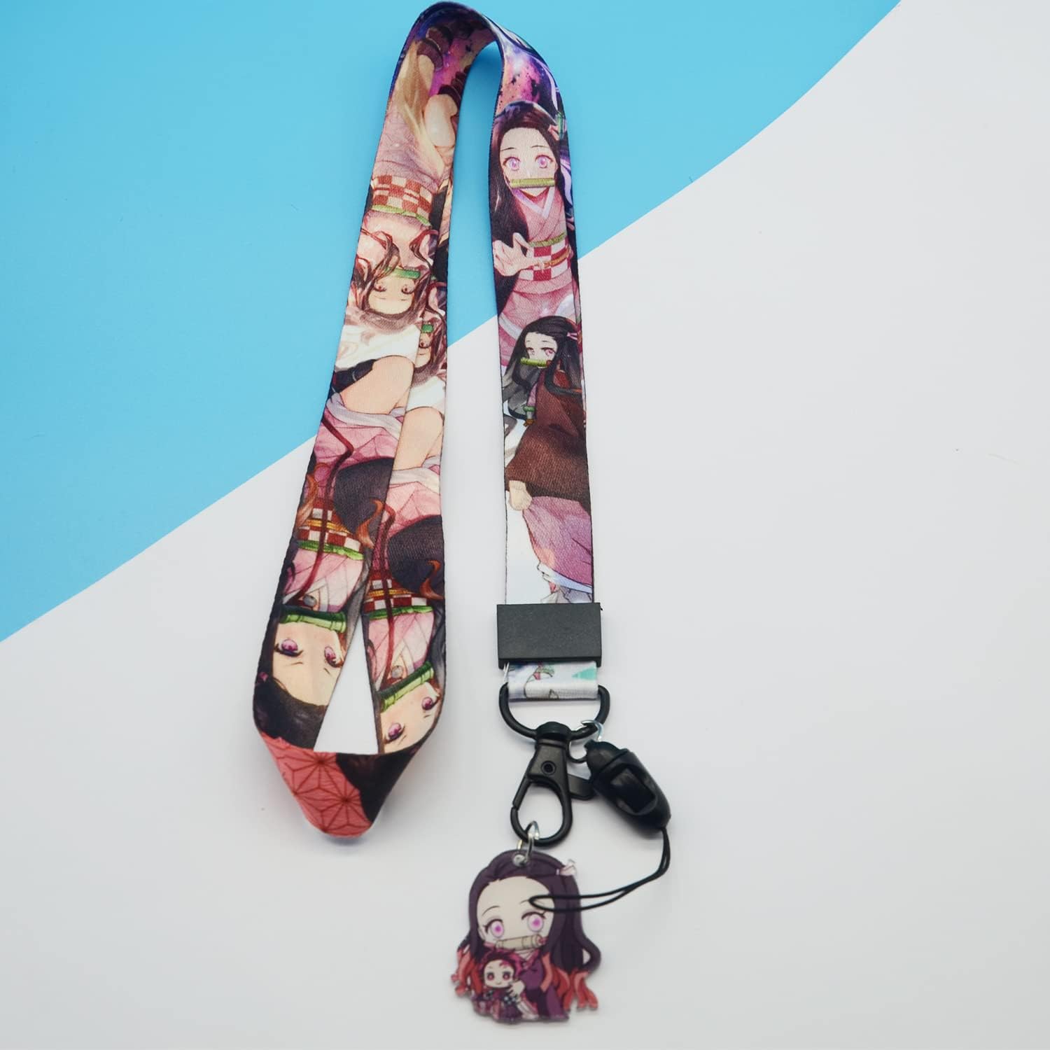 Demon Anime Nezuko – Tarjetero con 2 cordones, tarjetero para tarjetas de crédito de identificación Kawaii, bolsa con cordón, funda para tarjetas de