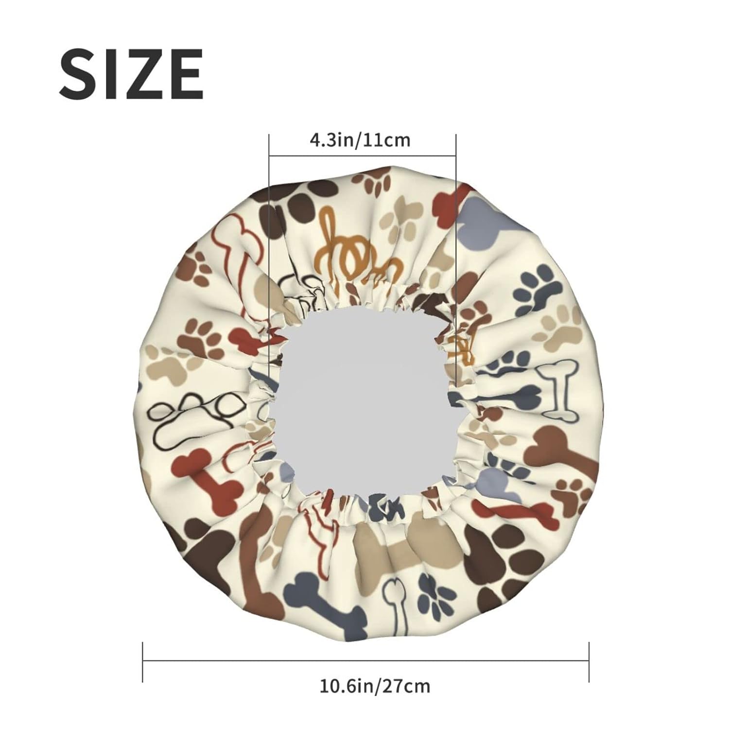 Gorro de ducha con patas de perro, elástico, reutilizable, doble capa, impermeable, exterior, forro de PEVA, gorro de pelo para mujeres (1 unidad)