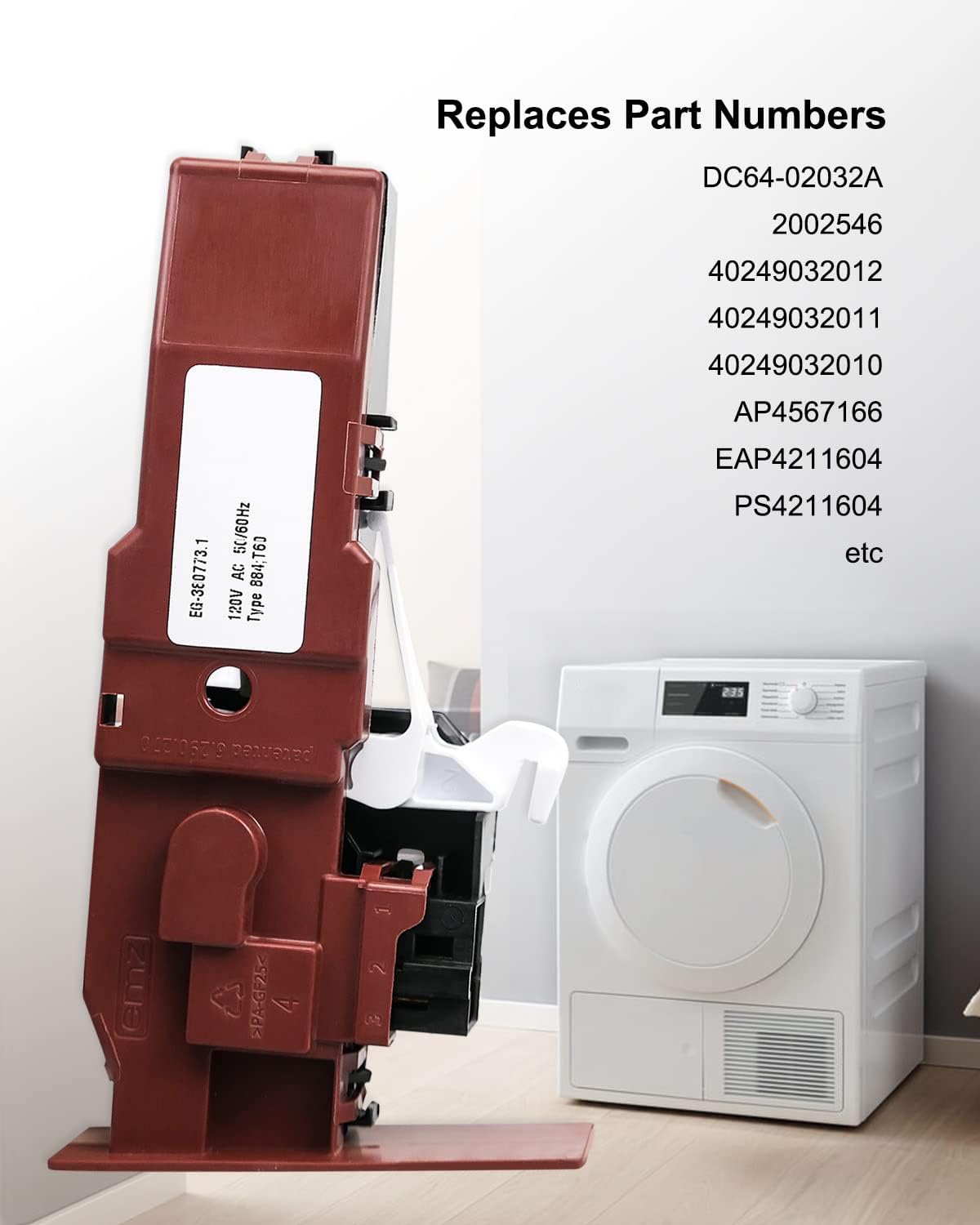 DC64-02032A – Pestillo de cerradura de puerta de lavadora para Samsung Ken-More Lavadora Reemplazo 2002546, AP4567166, PS4211604, EAP4211604,