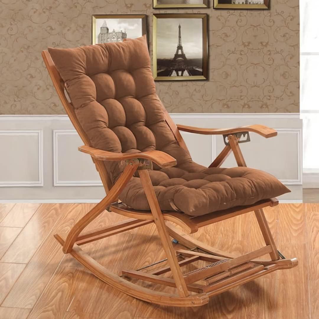 Cojín de asiento para silla mecedora, cojín de respaldo alto suave antideslizante con lazos, cojín grueso y transpirable para uso en interiores y