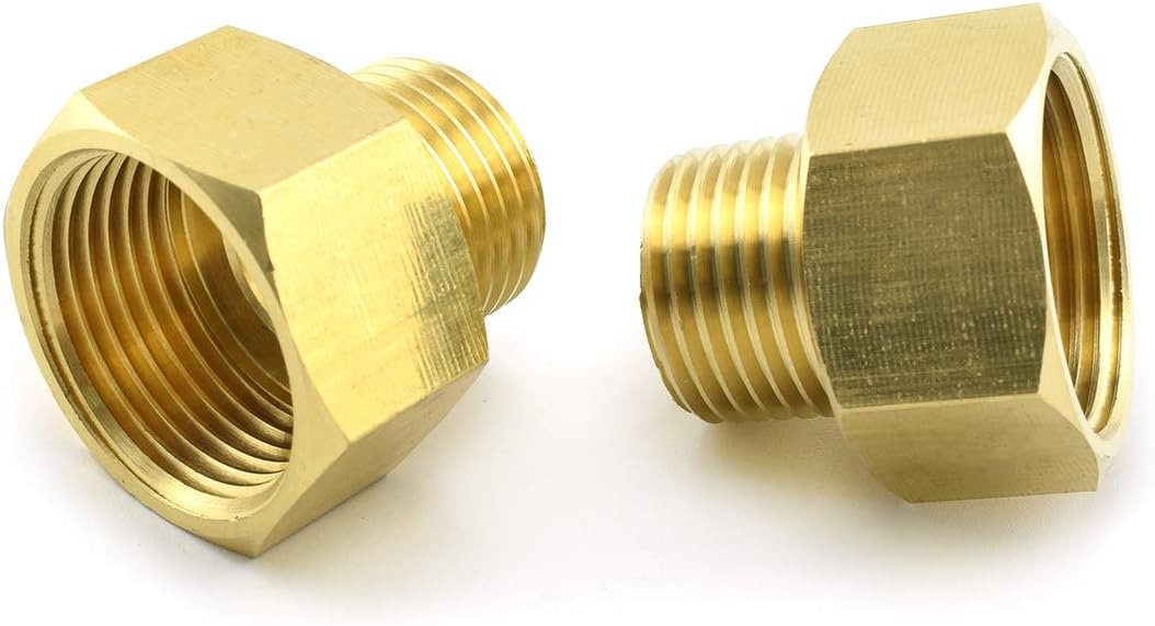 Adaptador de montaje de tubería de latón 12 “NPT macho a 34 “NPT conector reductor hembra, 2 piezas
