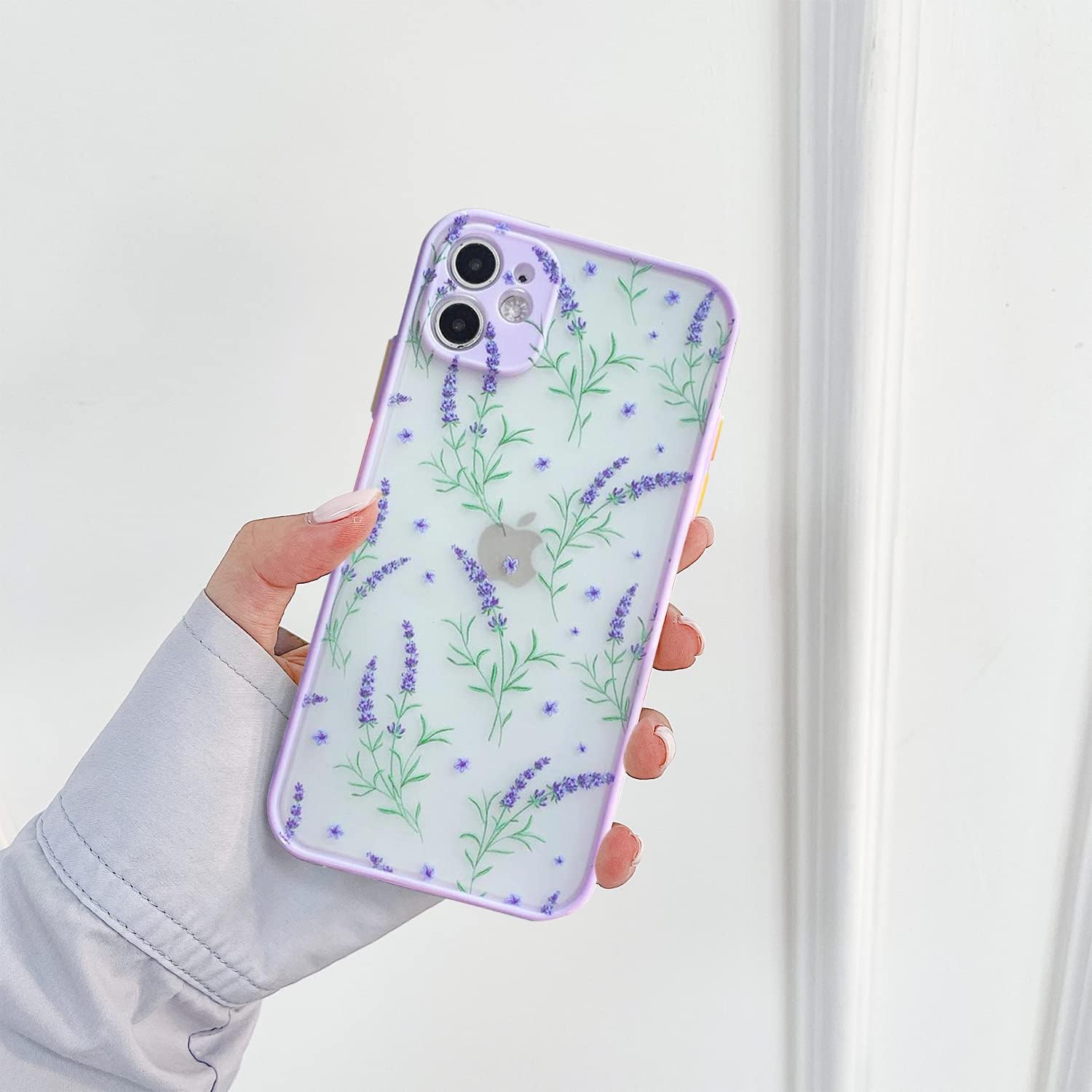 Ownest Funda compatible con iPhone 11 para iPhone 11 con diseño de flores, transparente esmerilado, parte trasera de policarbonato floral, para
