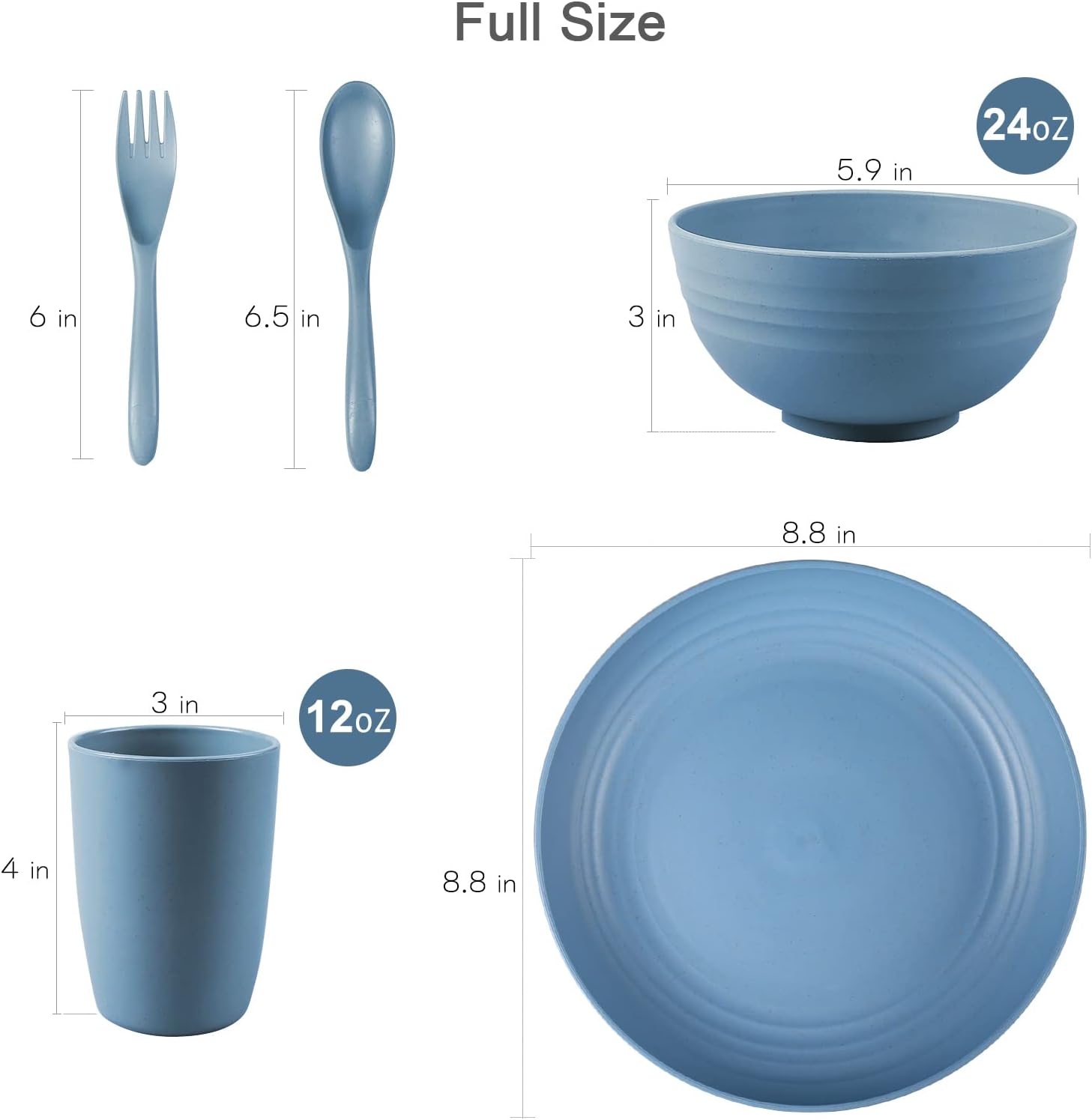 Shopwithgreen Juego de vajilla de paja de trigo, 20 piezas de platos y cuencos irrompibles para microondas, vajilla ligera y reutilizable, cuencos,